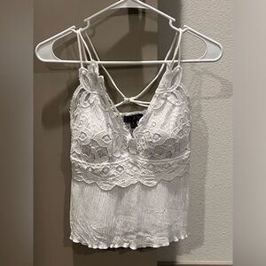 White spaghetti strap summer blouse